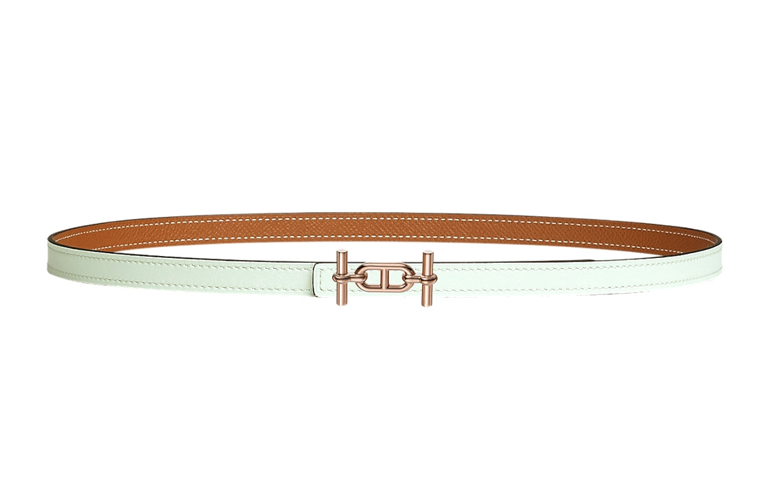 HERMES Leather Belts Women's Bubble Green/Gold