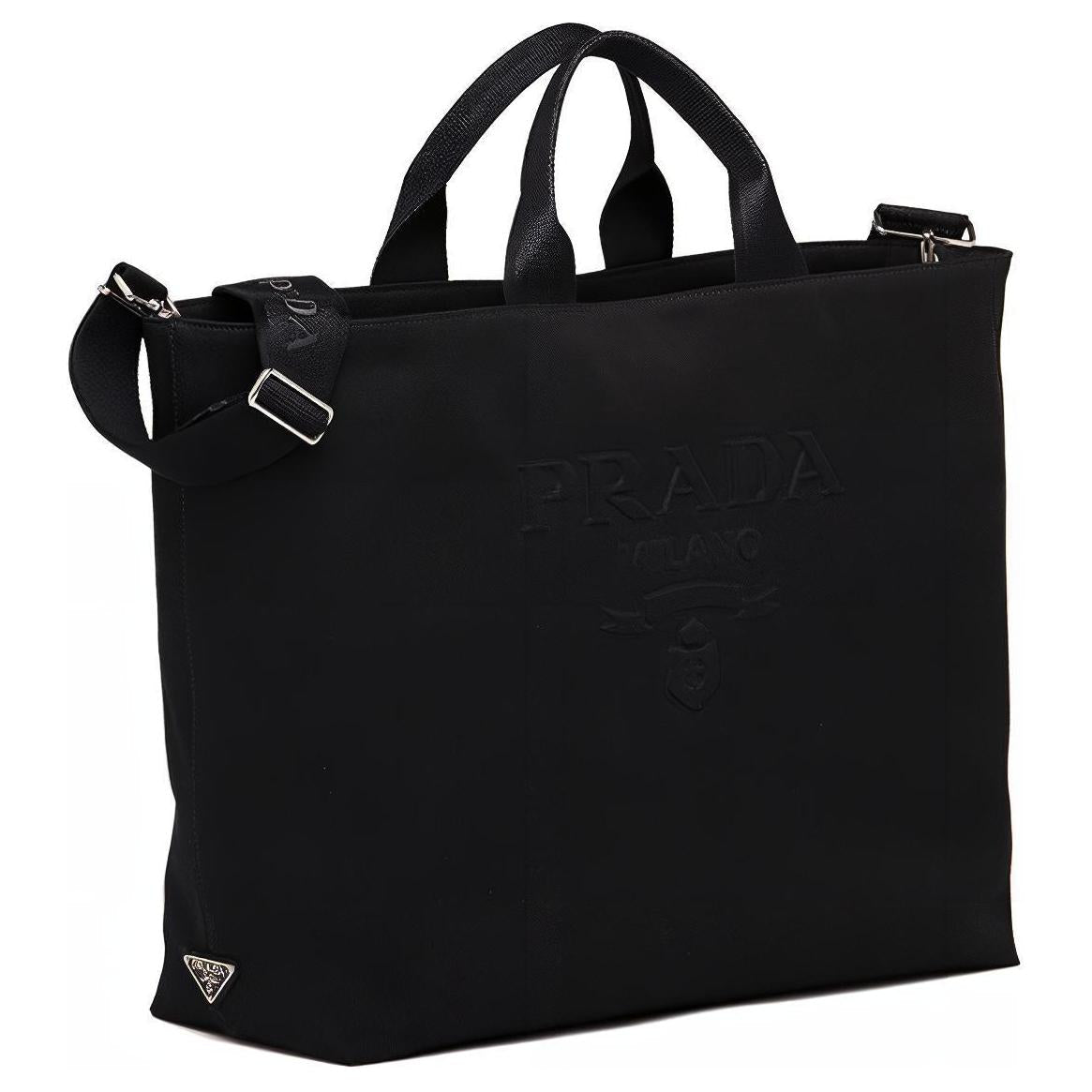 PRADA Fabric Tote Bag Shopping Bag Crossbody Bag Shoulder Bag Unisex Black