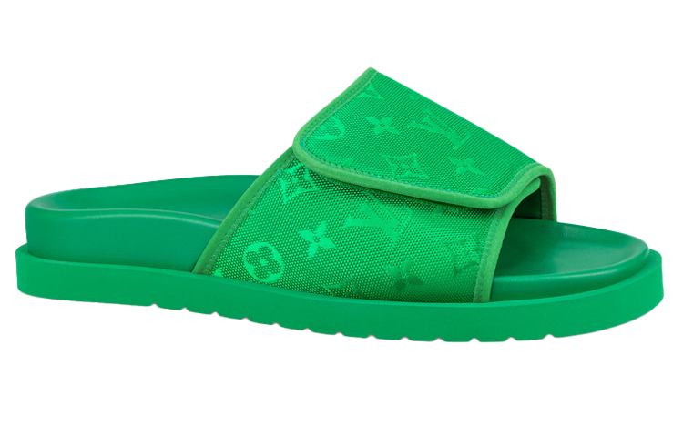 LOUIS VUITTON Miami Abrasion-Resistant Slide Slippers Men's Green