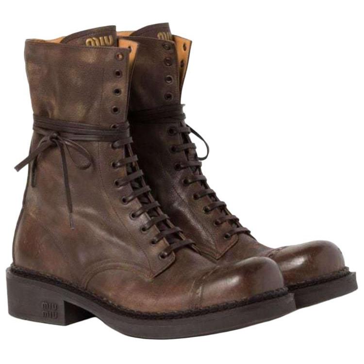 MIU MIU FW24 New Year Collection Ankle Boots 3.5cm Women's Brown