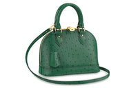 LOUIS VUITTON Alma Ostrich Leather Dome Bag Shoulder Bag Crossbody Bag Handbag Small Size Women's Green