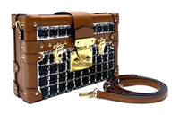 LOUIS VUITTON PETITE MALLE Leather Hard Box Shoulder Bag Crossbody Bag Women's Brown/Black