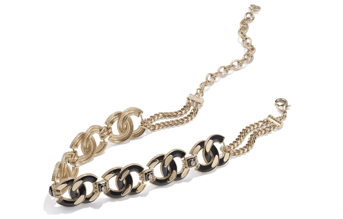 CHANEL Necklaces Women's Gold Black