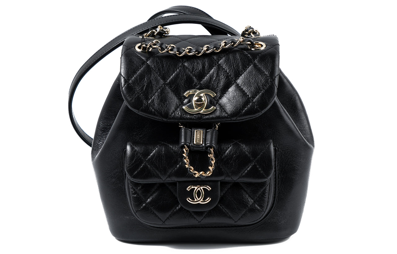 CHANEL Cow Leather Backpack Small Size Women's Black