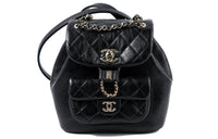 CHANEL Cow Leather Backpack Small Size Women's Black