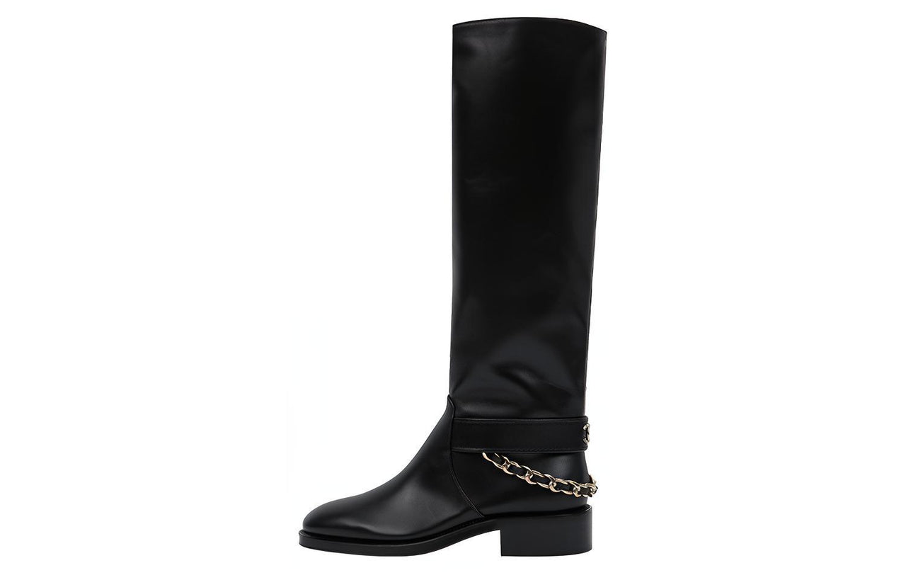CHANEL 22A Knee-high Boots Women's Black