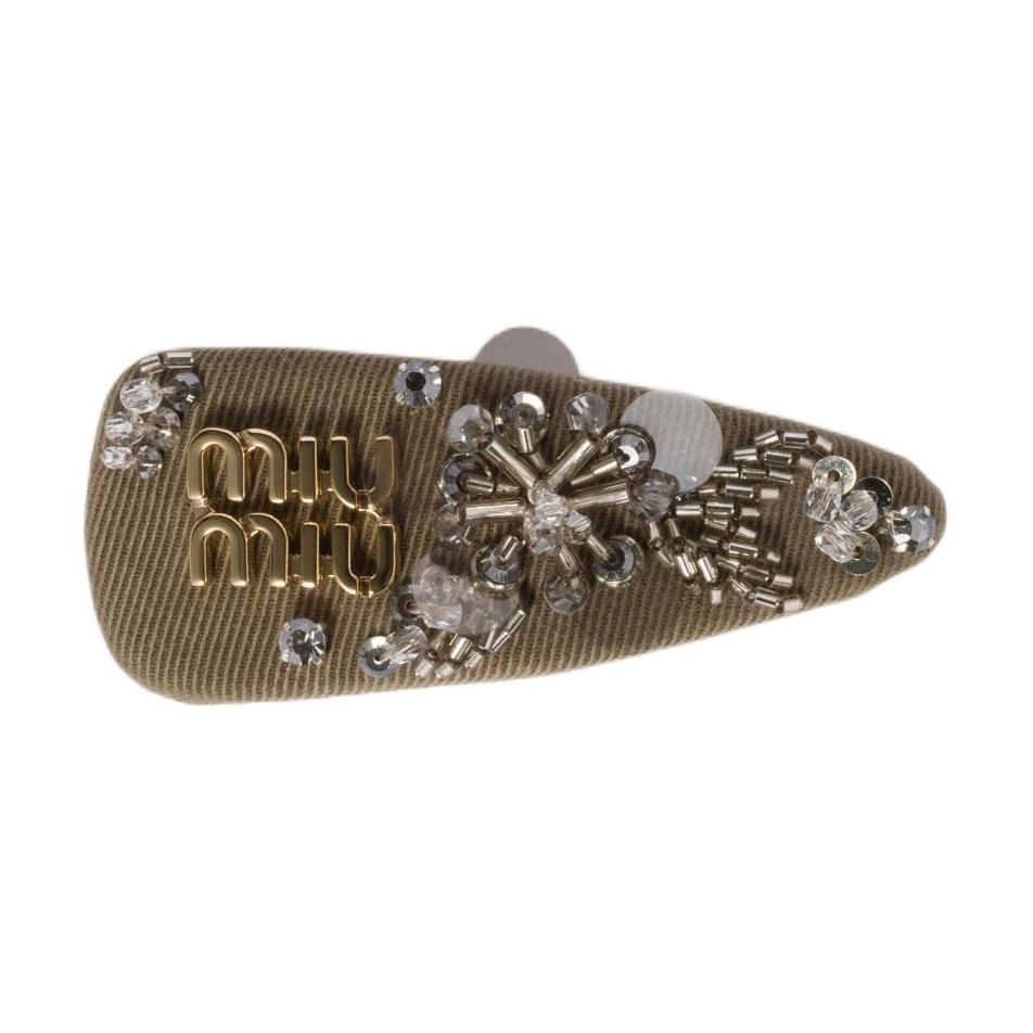 MIU MIU Lambskin Hair Clips Unisex Tundra
