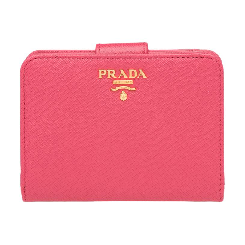 PRADA Calfskin Wallet Small Size Unisex Pink