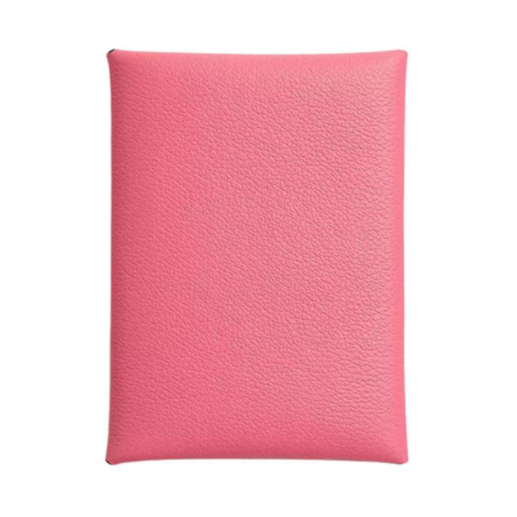 HERMES Calvi Duo Evercolor Calfskin Wallet, Card Holder Women's 8W Rose Azalee New Lipstick Powder