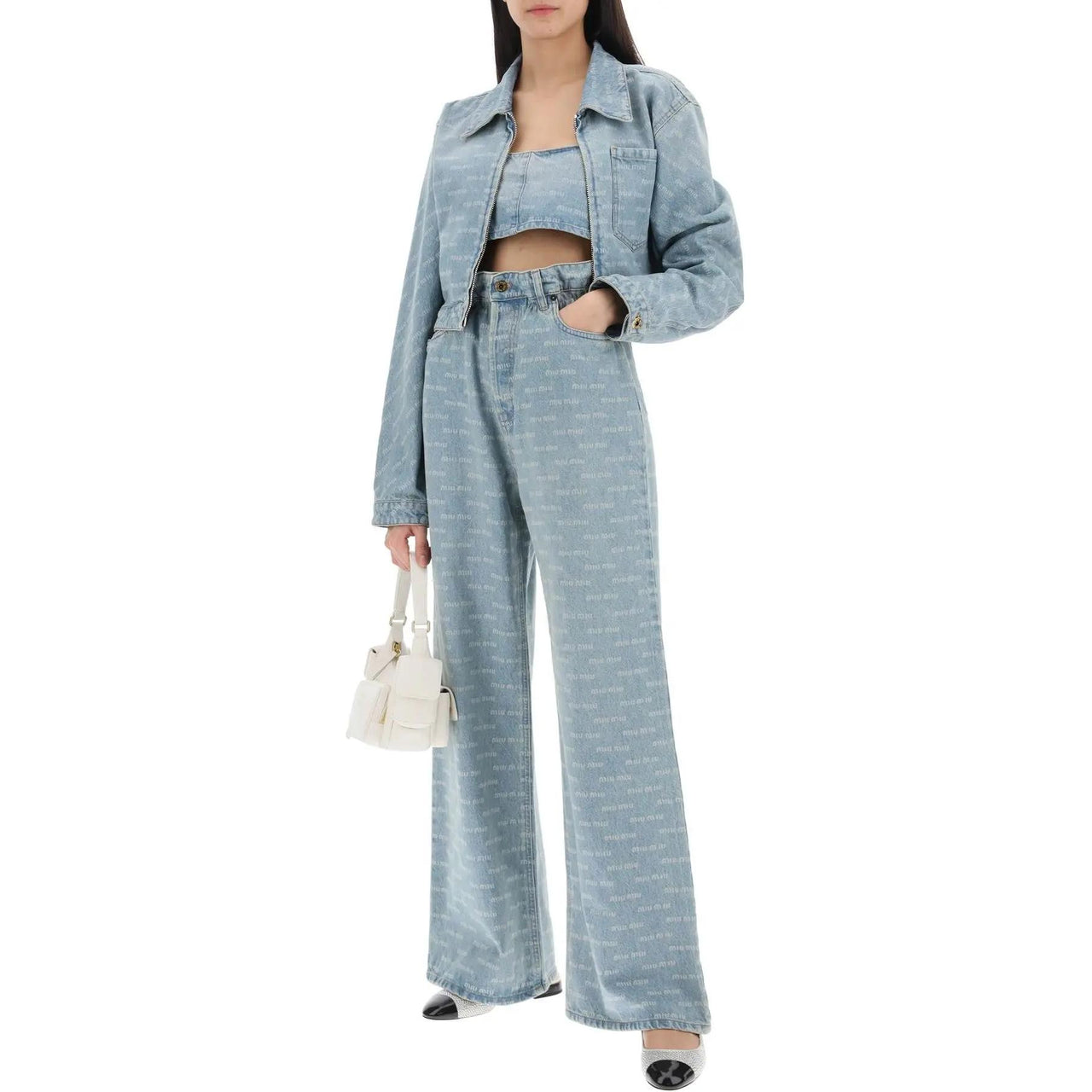 MIU MIU SS24 Jeans Women's Light Blue
