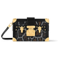 LOUIS VUITTON PETITE MALLE Cow Leather Shoulder Bag, Crossbody Bag Women's Black