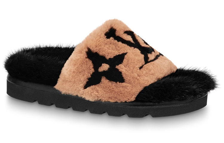 LOUIS VUITTON Pillow Slide Slippers Women's Black Brown