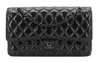 CHANEL Classic Flap CF Jelly Leather Patent Leather Crossbody Handbags Medium Size Women's Black