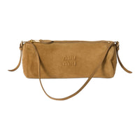 MIU MIU Calf Suede Shoulder Bag Women's Camel Brown