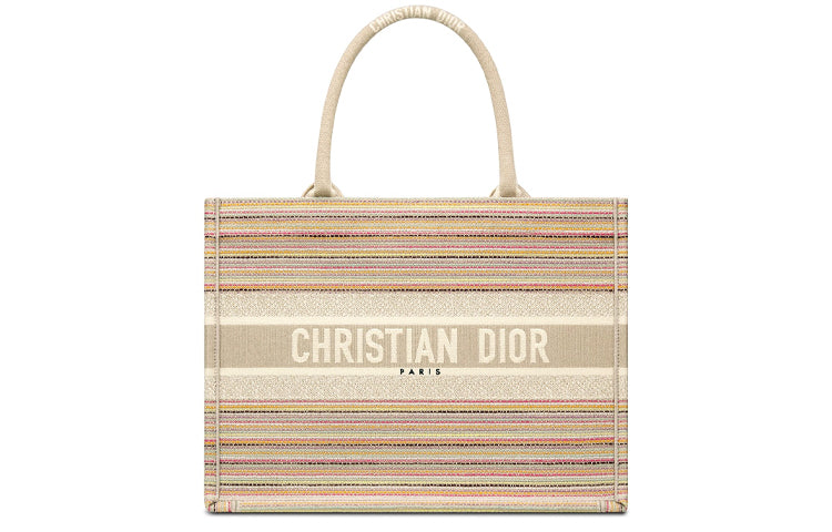 DIOR BookTote Embroidery Handbag Medium Size Women's Multicolor