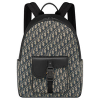 DIOR Saddle Oblique Jacquard Canvas With Grainy Surface Calfskin Backpack Regular Men's Beige & Black