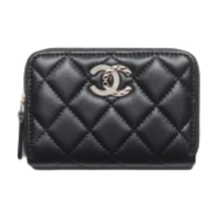 CHANEL Lambskin Wallet Women's Black