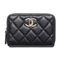 CHANEL Lambskin Wallet Women's Black