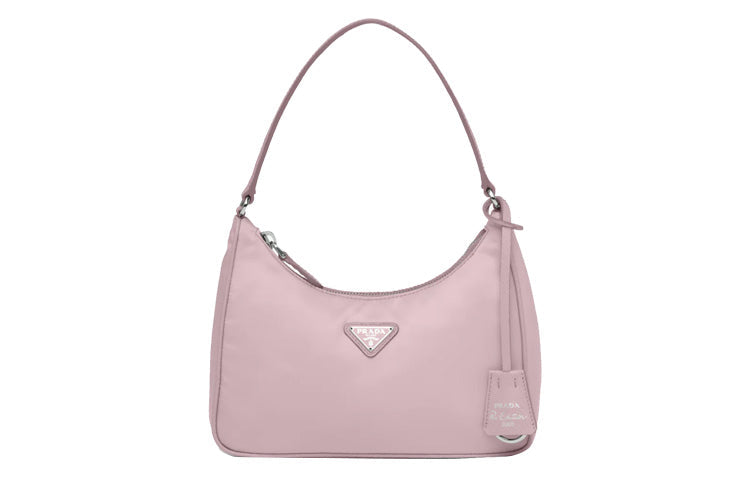 PRADA Re Edition Recycled Nylon Fabric With Saffiano Leather Trim Shoulder Bag, Handbag Mini Women's Snow Pink