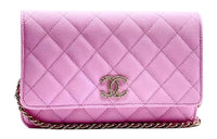 CHANEL WOC Embossed Litchi Grain Cow Leather Chain Bag Shoulder Bag Crossbody Bag Women's Pink