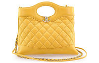 CHANEL Cow Leather Shoulder Bag Crossbody Bag Handbag Mini Women's Yellow