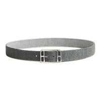 HERMES Solid Color Design Pin Buckle Wool Nylon Leather Belts Men's Gray Width 3.3cm