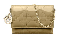 DIOR Lady Dior Patent Leather Cow Leather Handbags Shoulder Bag Crossbody Bag Regular Women's Milk Tea Beige