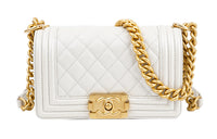 CHANEL Grain Embossed Calfskin Crossbody Bag, Shoulder Bag Women's Pearlescent White