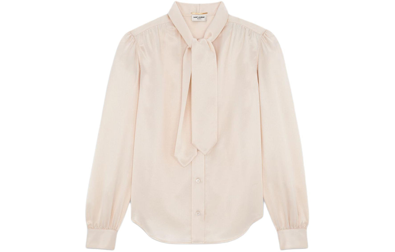 SAINT LAURENT Lavallière-Neck Long-Sleeved Blouse