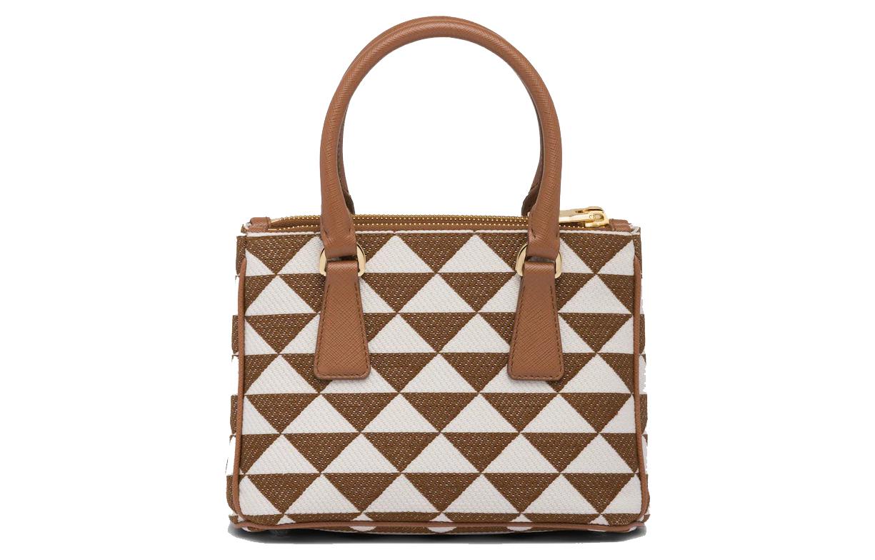 PRADA Galleria Killer Bag Fabric With Leather Shoulder Bag Crossbody Bag Handbag Women's Tobacco/Pink Mist White