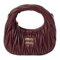 MIU MIU Wander Series Soft Sheep Leather Hobo Bag Shoulder Bag Crossbody Handbag Mini Women's Garnet Red