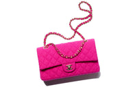 CHANEL Classic Flap CF Cashmere Twill Soft Woolen Flap Bag, Shoulder Bag, Crossbody Bag Women's Peach Pink