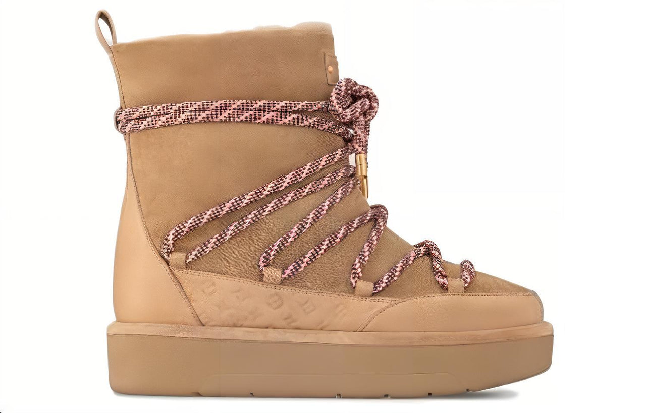 LOUIS VUITTON Warm Short Snow Boots Women's Brown