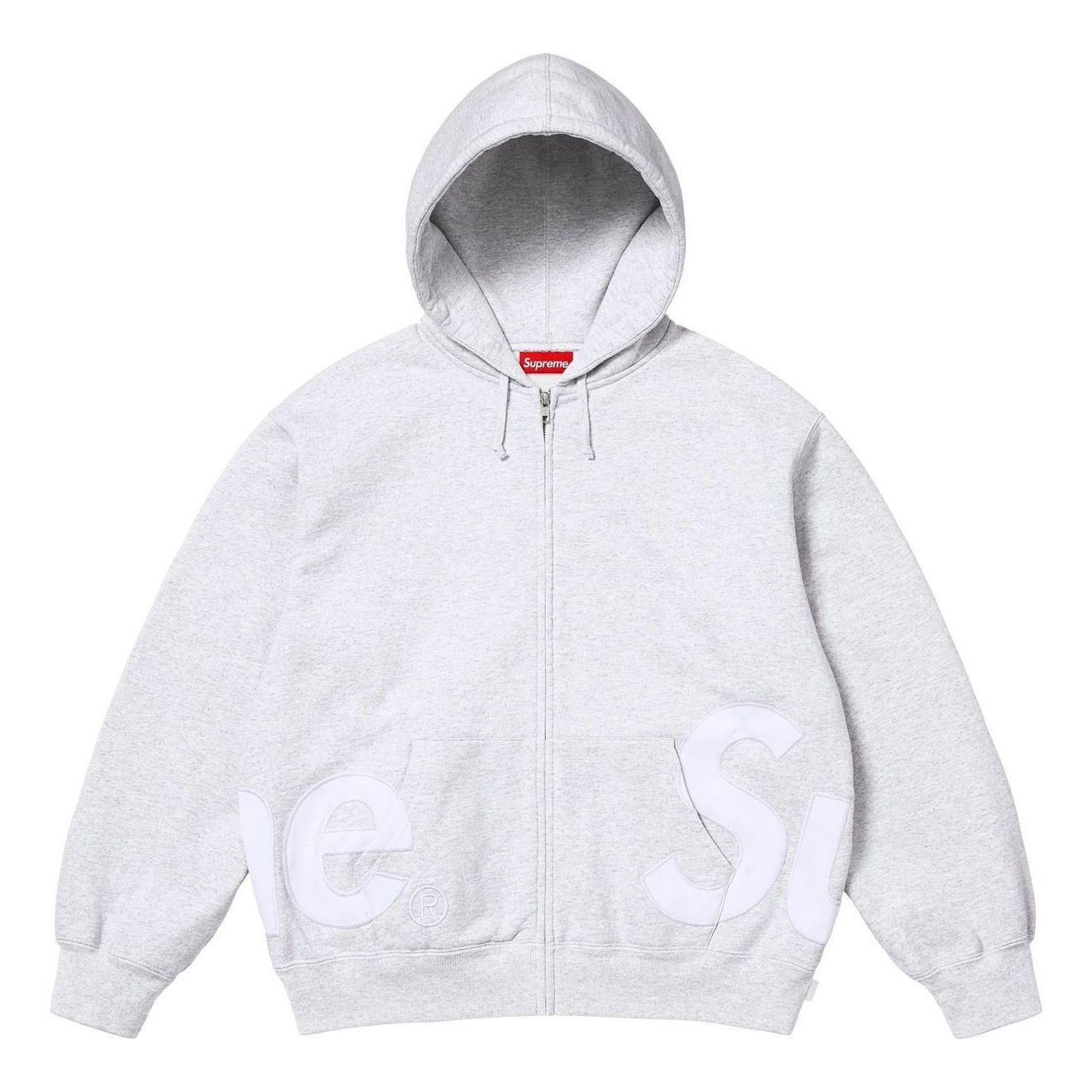 Supreme Big Logo Zip Up Hooded Sweatshirt 'Ash Grey' SS25SW46-ASH-GREY