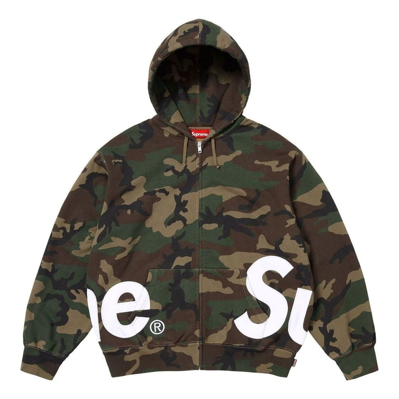 Supreme Big Logo Zip Up Hooded Sweatshirt 'Woodland Camo' SS25SW46-WOODLAND-CAMO