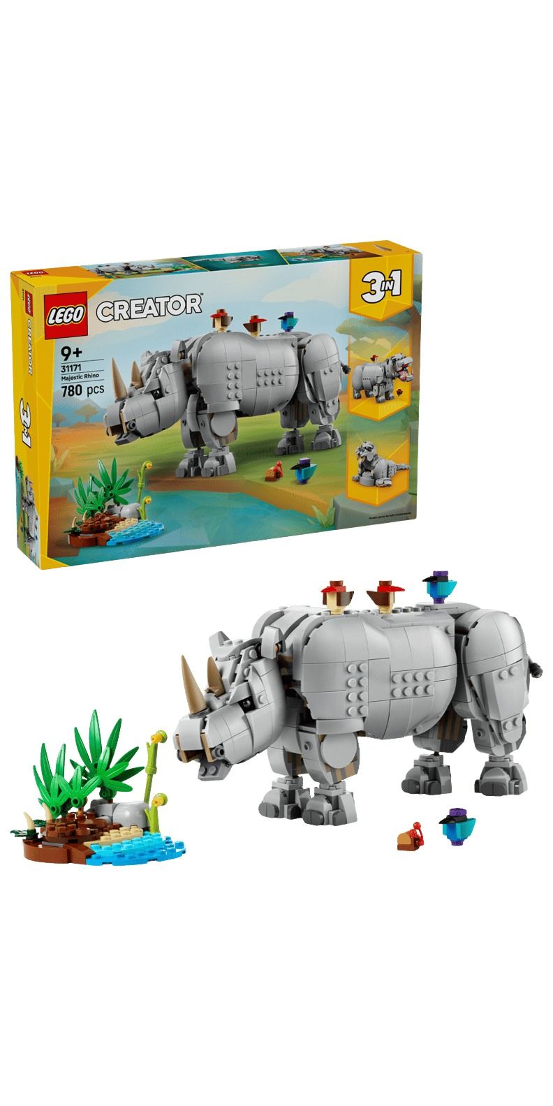 LEGO Wild Animals: Majestic Rhino with Birds 31171