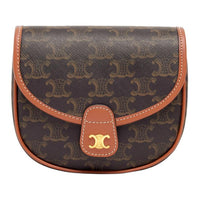 CELINE Besace Arc De Triomphe Cow Leather Binding Shoulder Bag Crossbody Bag Mini Women's Tawny