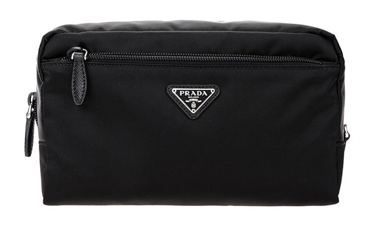 PRADA Fabric Makeup Bag, Clutch Women's Black