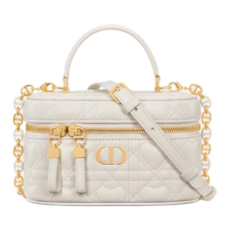 DIOR Caro Sheepskin One Shoulder Handbag Mini Women's Milk White