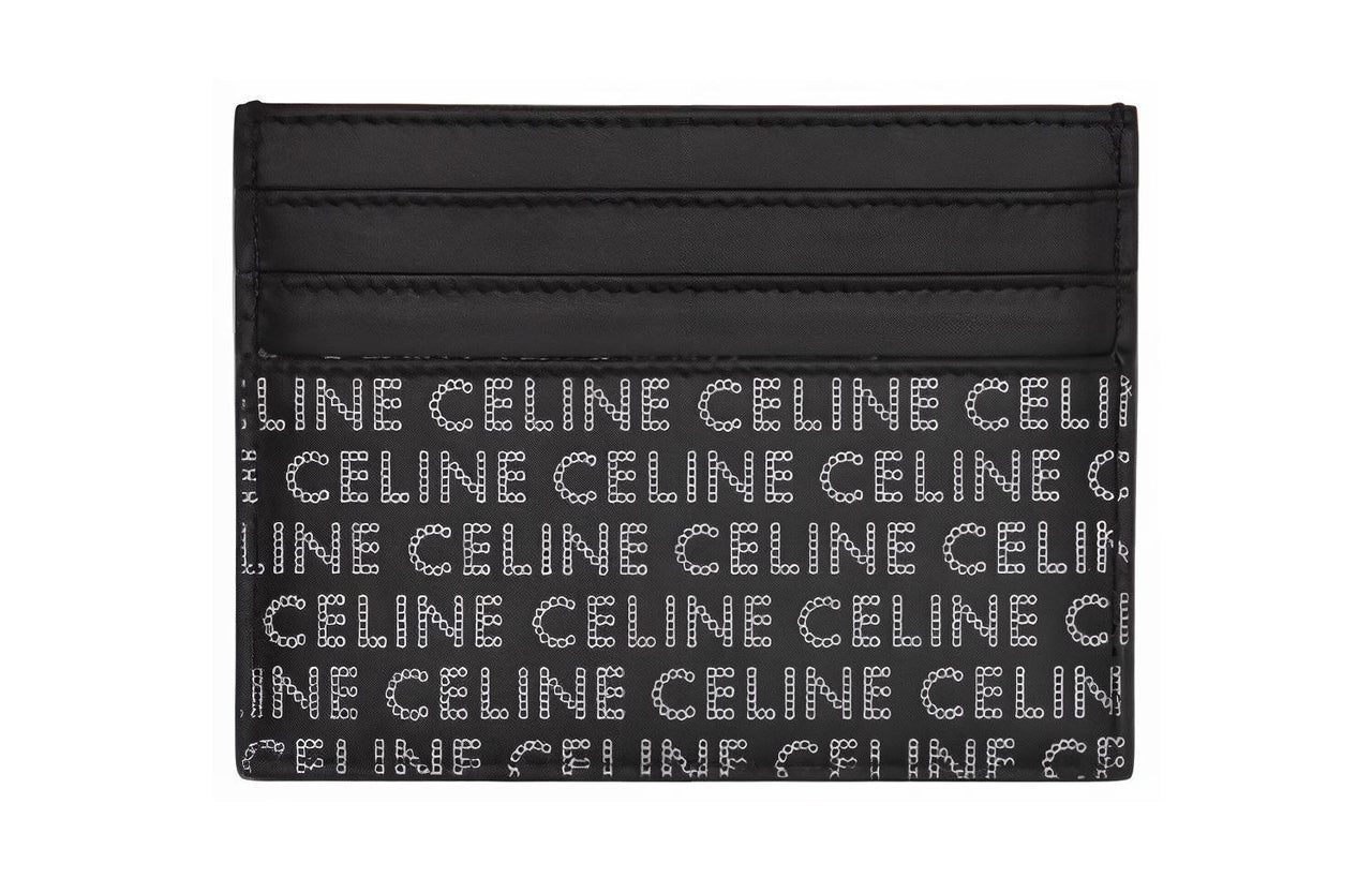 CELINE Calfskin Card Clip Card Holder Men's Black