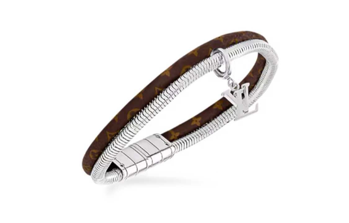 LOUIS VUITTON Canvas Metal Components Bracelets Unisex Brown