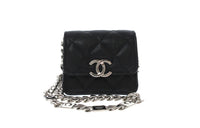 CHANEL Shiny Grain Embossed Calfskin Shoulder Bag, Crossbody Bag, Clutch Regular Women's Black