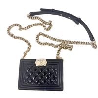 CHANEL LEBOY Patent Leather Metal Box Bag Shoulder Bag Crossbody Bag Women's Black