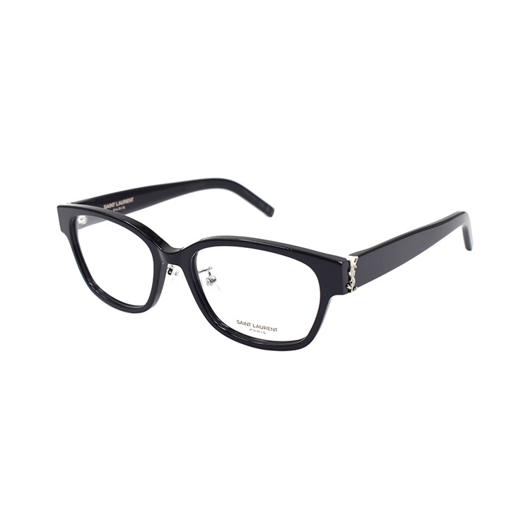SAINT LAURENT Plate Frame Oval Eyeglass Frames Women's Black Silver