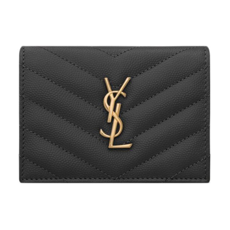 SAINT LAURENT Cow Leather Card Holder Regular Women's Black