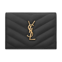 SAINT LAURENT Cow Leather Card Holder Regular Women's Black