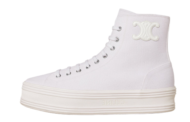 CELINE High Top Canvas Shoes Women's White