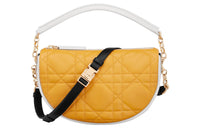 DIOR Sheepskin HOBO Bag, Dumpling Bag, Handbag, Crossbody Bag Small Size Women's Mustard Yellow