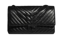 CHANEL 2.55 Vintage Calfskin And Metal Shoulder Bag Women's Black