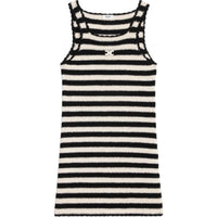 CELINE Triomphe Striped Mini Dress In Crocheted Cotton